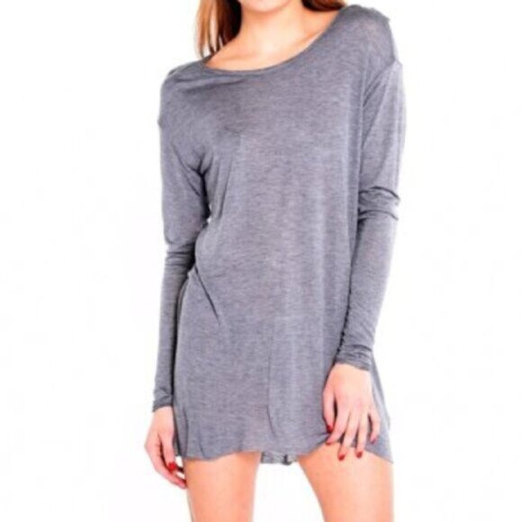 Free People One Teaspoon Dress Soho Wool Blend Long Sleeves Tee Light Grey Small - Picture 1 of 12